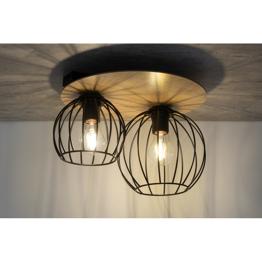 Lustre monté en surface CYBER 2xE27/60W/230V bois/noir