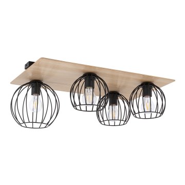 Lustre monté en surface CYBER 4xE27/60W/230V bois/noir