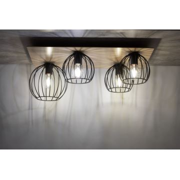 Lustre monté en surface CYBER 4xE27/60W/230V bois/noir