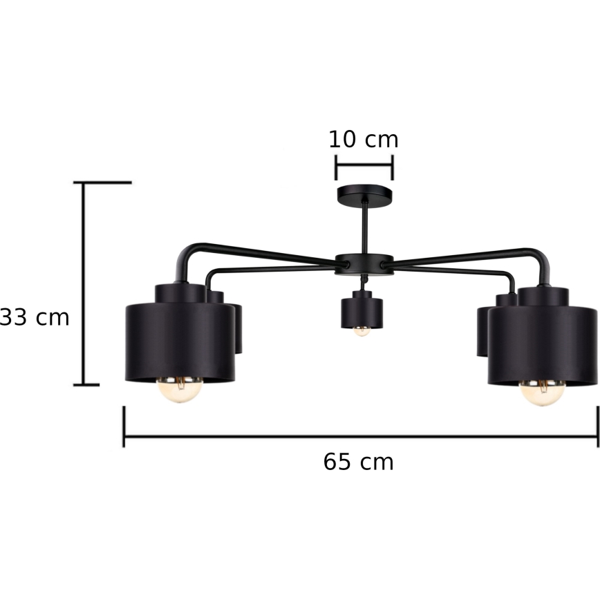 Lustre monté en surface SIMPLY BLACK 5xE27/60W/230V