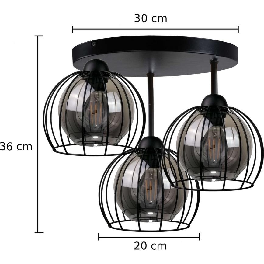 Lustre monté en surface SOLO BLACK 3xE27/60W/230V diam. 30 cm