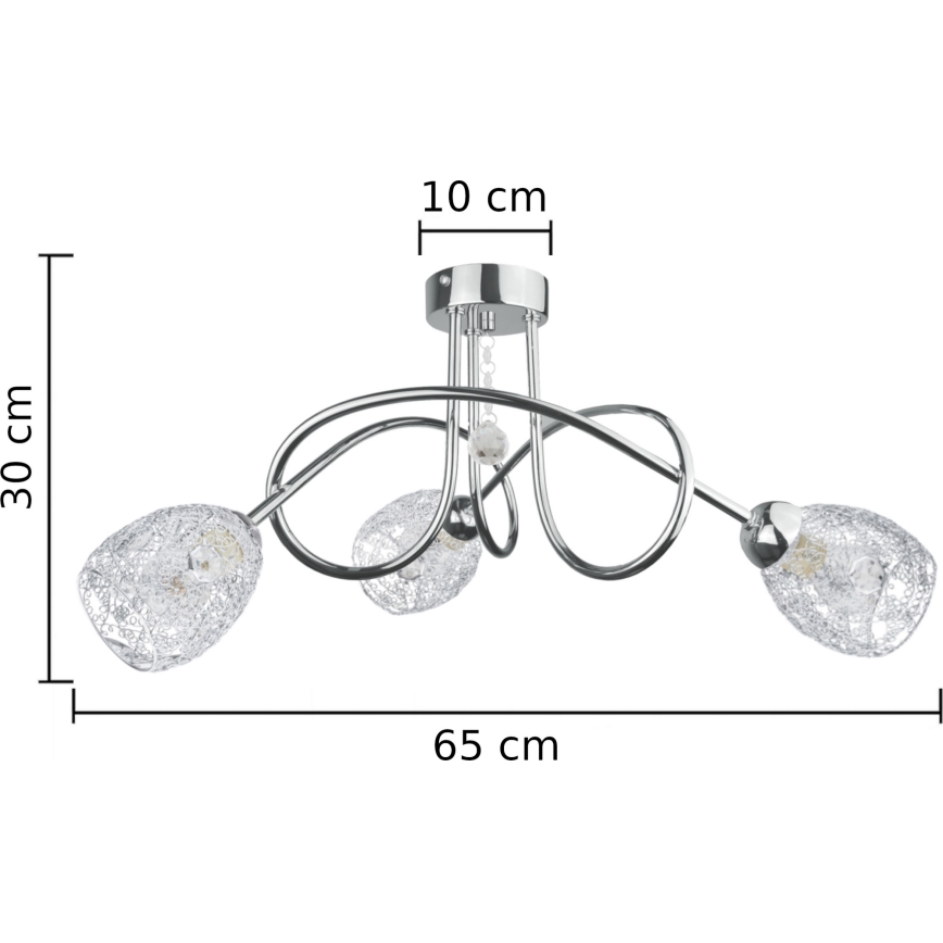 Lustre monté en surface TWIST CRYSTAL 3xE14/40W/230V