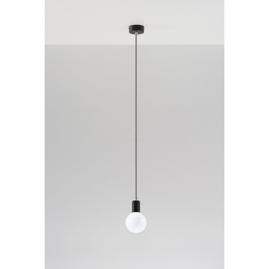 Lustre sur fil EDISON 1xE27 60W 230V noir blanc Lumimania