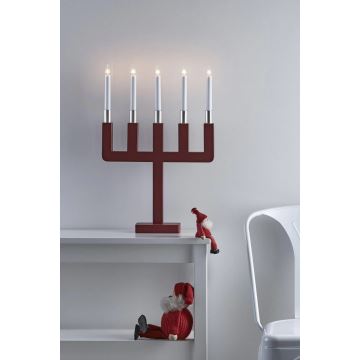 Markslöjd 704220 - Bougeoir de Noël SUNDSTOORP 5xE10/3W/230V rouge