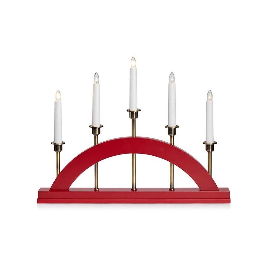 Markslöjd 705833 - Bougeoir de Noël BRIDGE 5xE10/3W/230V rouge