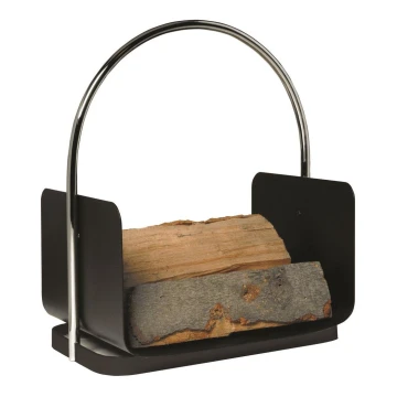 Metalen mand voor hout met handvat 50x41 cm antraciet