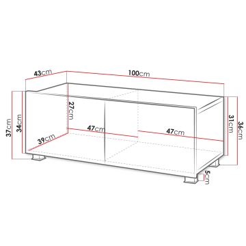 Meuble TV CALABRINI 37x100 cm noir