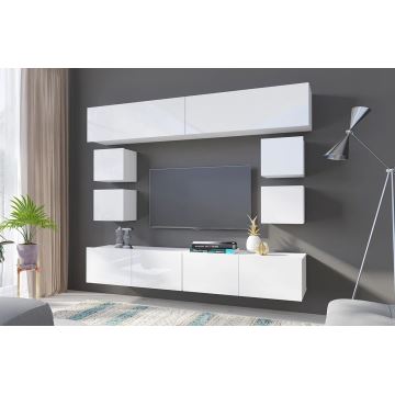 Meuble TV PAVO 37x100 cm blanc brillant