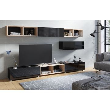 Meuble TV PAVO 37x100 cm noir brillant/mat noir