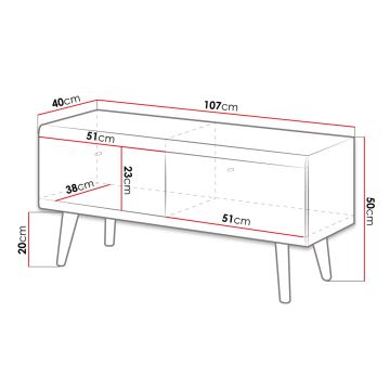 Meuble TV PRIMO 50x107 cm chêne riviera/blanc