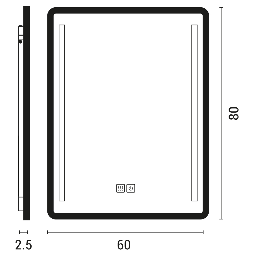 Miroir rétro-éclairé à intensité variable salle de bain LED/20W/230V 4000K IP44