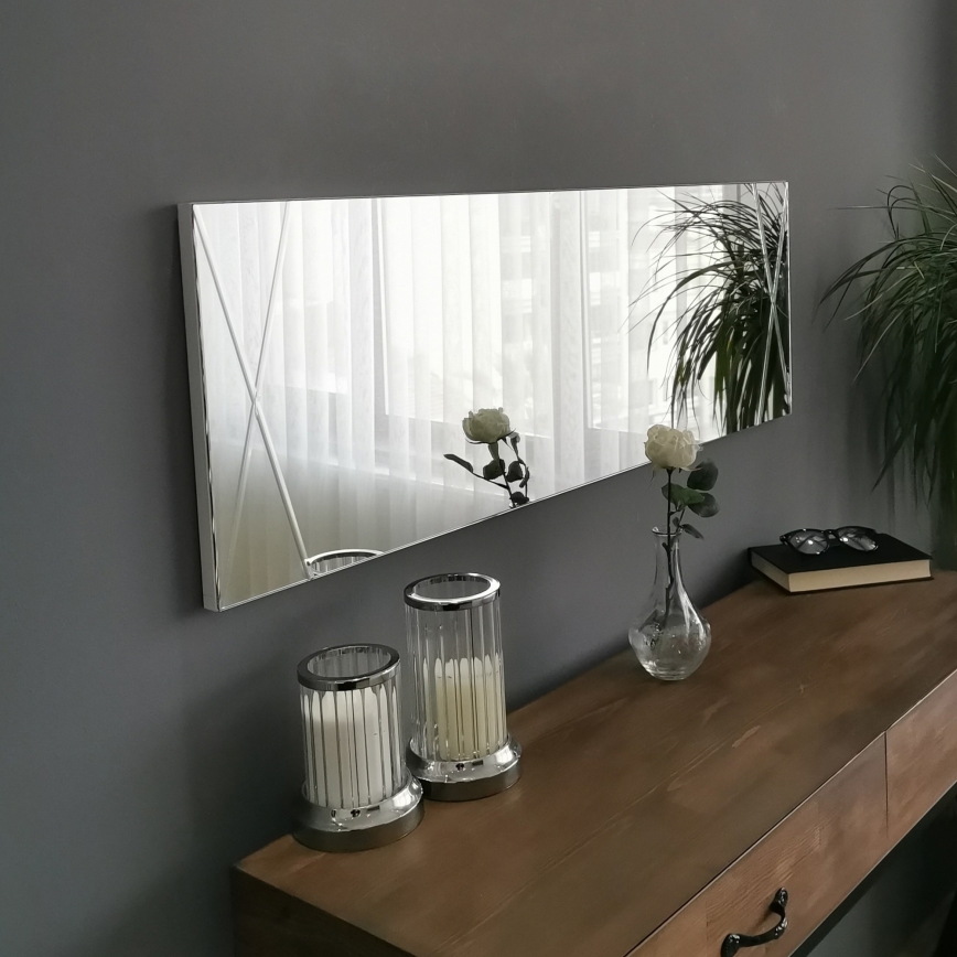 Miroir mural 105x35 cm argent