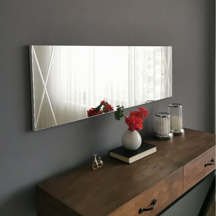 Miroir mural 105x35 cm argent