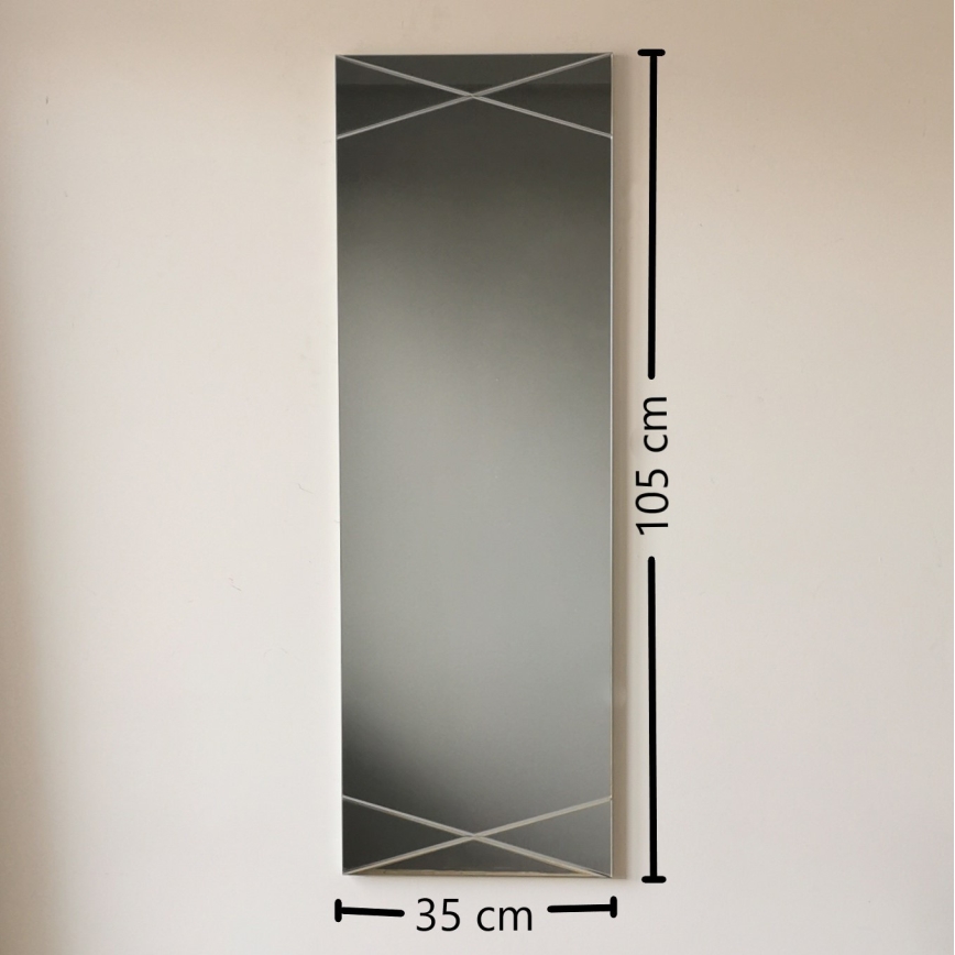 Miroir mural 105x35 cm argent