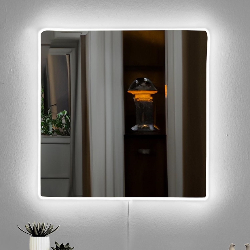 Miroir mural avec un rétroéclairage LED SQUARE 50x50 cm blanc