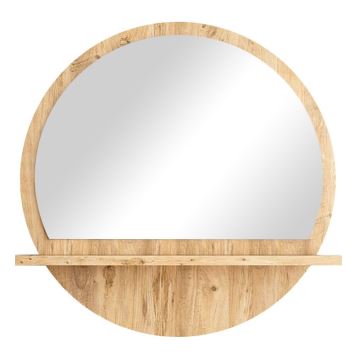 Miroir mural avec une étagère d. 60 cm pin atlantique