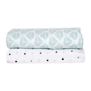 MOTHERHOOD - Couverture en mousseline 2pcs Mint Boats 100x120 cm