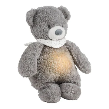 Nattou - Doudou avec mélodie et lumière SLEEPY BEAR 4en1 gris