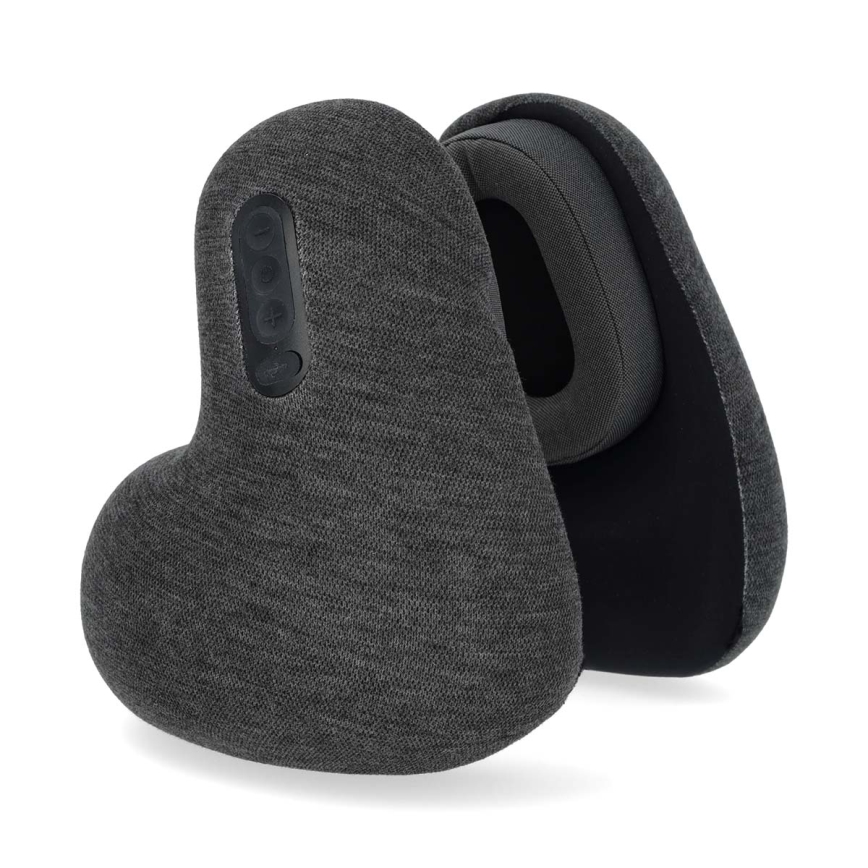 Travel pillow met inbouw draadloze headphones grijs