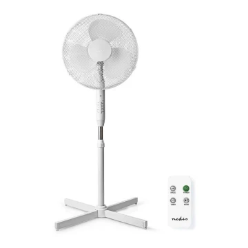 Nedis - Ventilateur sur pied 40W/230V blanc + télécommande