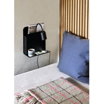 Nordlux - Spot mural avec étagère et USB ROOMI 1xGU10/8W/230V noir