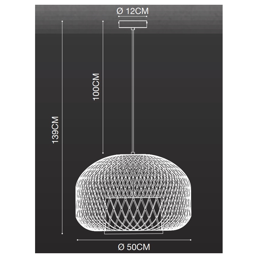 Nordlux - Hanglamp aan een koord HISOKA 1xE27/40W/230V zwart/bamboe