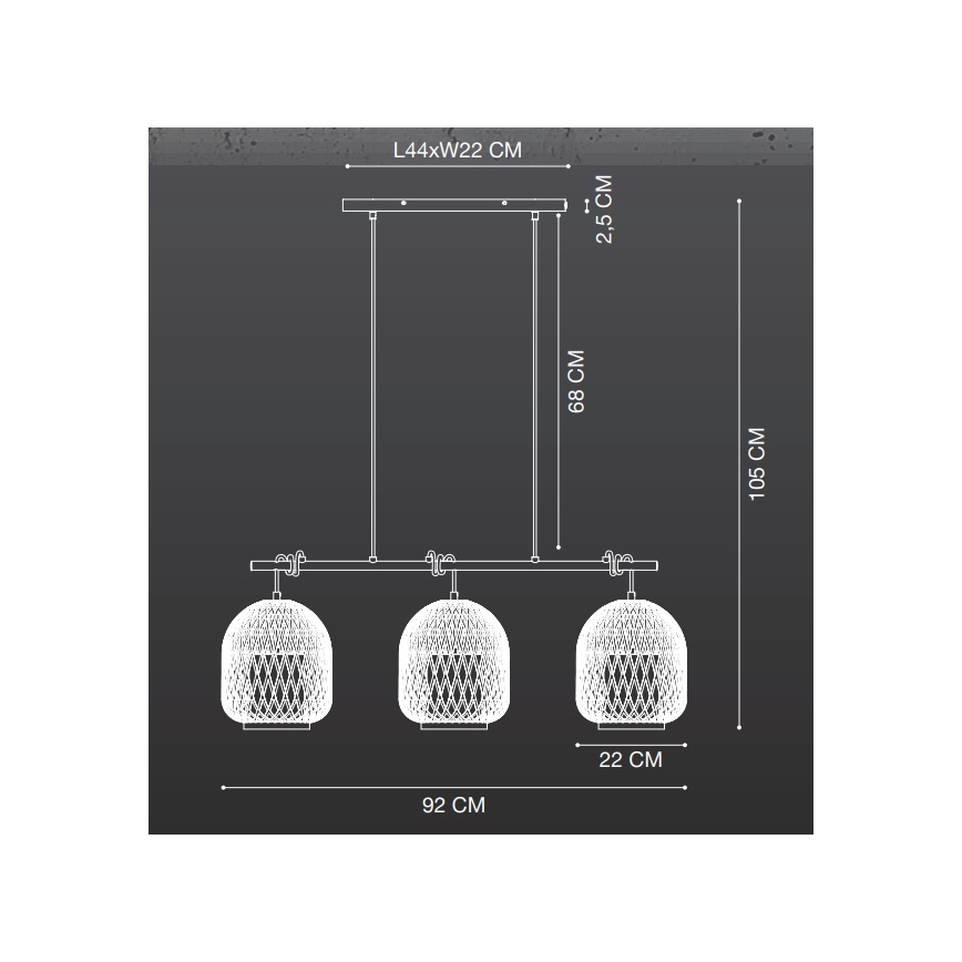 Nordlux - Hanglamp aan een koord HISOKA 3xE27/40W/230V zwart/bamboe