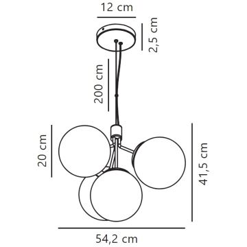 Nordlux - Hanglamp aan een koord IVONA 4xE27/28W/230V goud