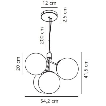 Nordlux - Hanglamp aan een koord IVONA 4xE27/28W/230V zwart