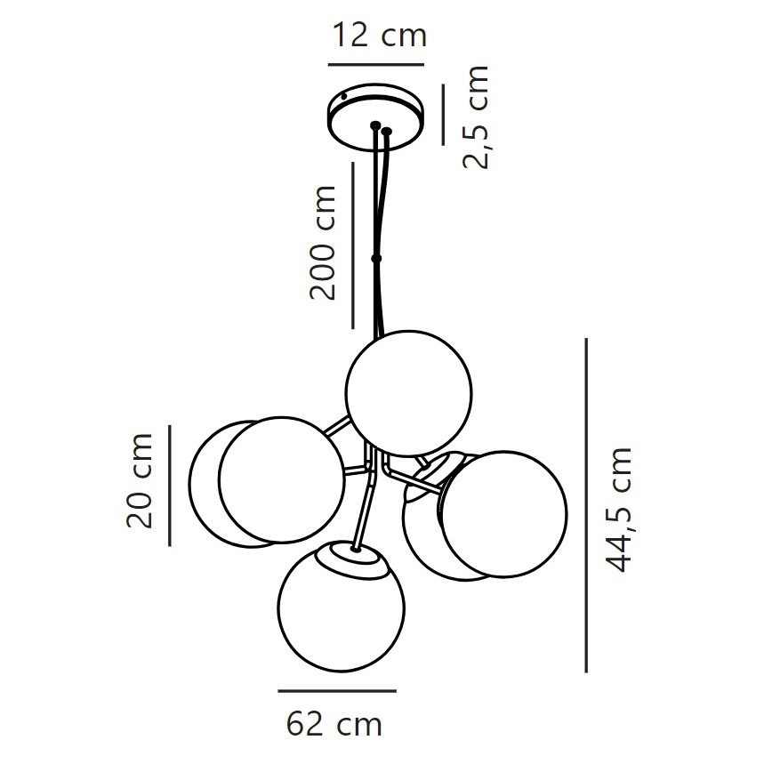 Nordlux - Hanglamp aan een koord IVONA 6xE27/28W/230V goud