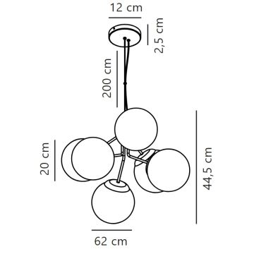 Nordlux - Hanglamp aan een koord IVONA 6xE27/28W/230V zwart