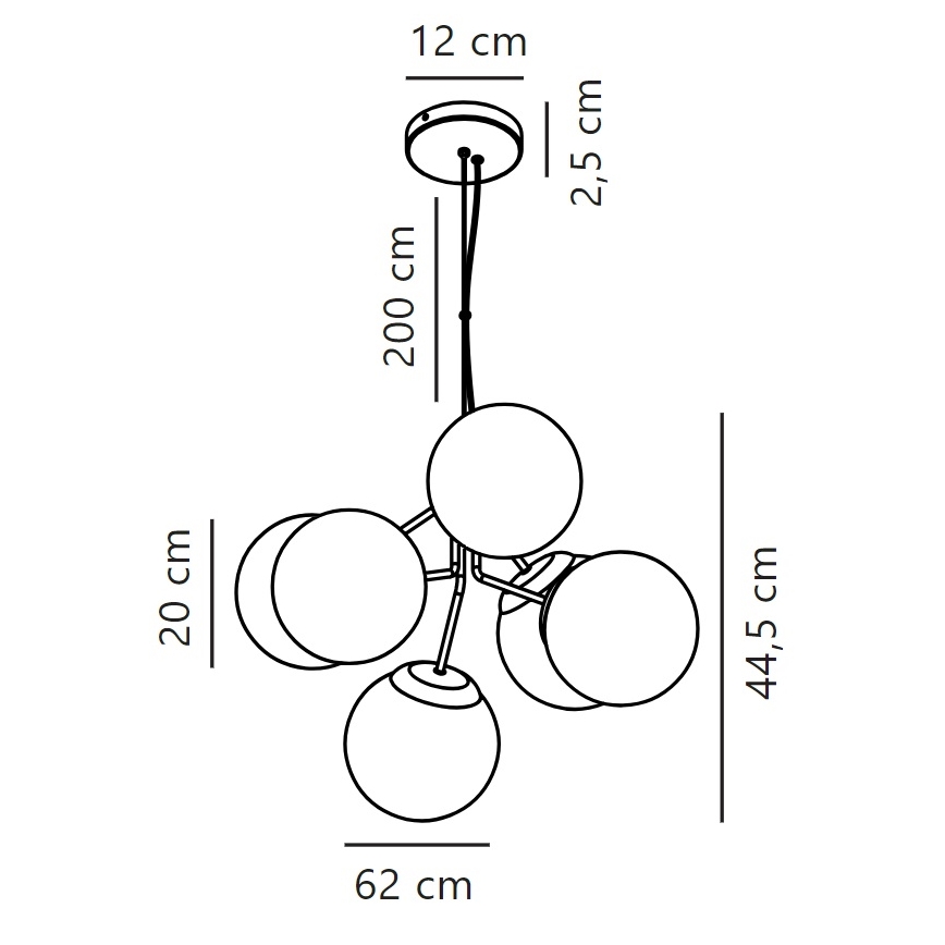 Nordlux - Hanglamp aan een koord IVONA 6xE27/28W/230V zwart