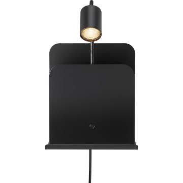 Nordlux - Spot mural avec étagère et USB ROOMI 1xGU10/8W/230V noir