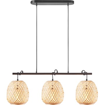 Nordlux - Suspension filaire HISOKA 3xE27/40W/230V noir/bambou