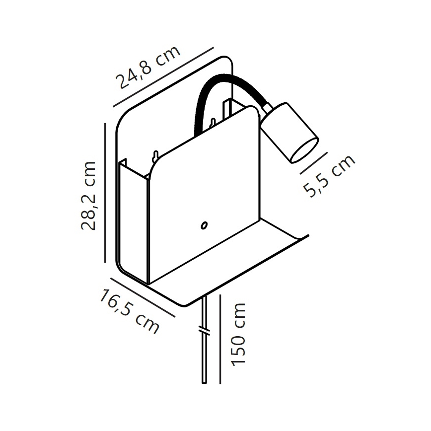 Nordlux - Wandspot met een plank en USB ROOMI 1xGU10/8W/230V wit