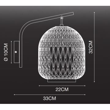 Nordlux - Wandlamp HISOKA 1xE27/40W/230V zwart/bamboe