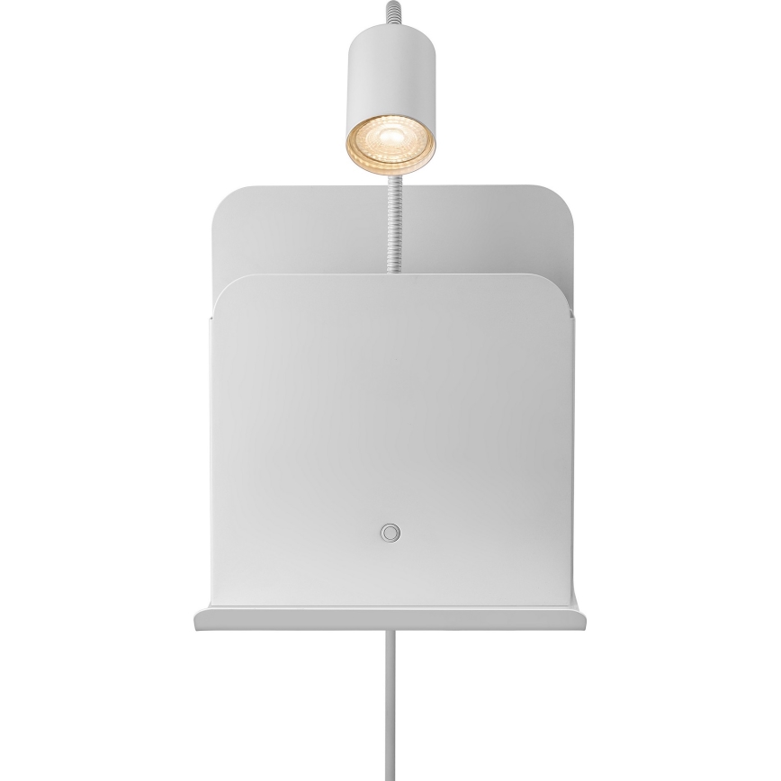 Nordlux - Wandspot met een plank en USB ROOMI 1xGU10/8W/230V wit