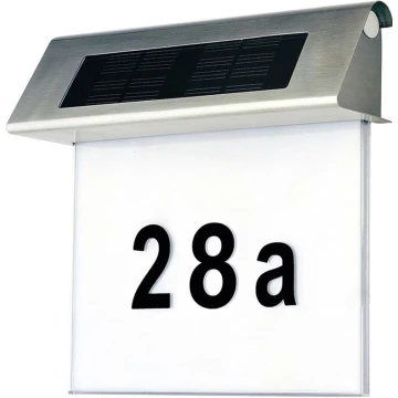 Numéro de maison solaire LED/2x0,07W/2,4V IP44 - certifié FSC