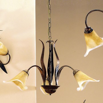 ONLI - Hanglamp aan een ketting ALGA 3xE14/6W/230V brons