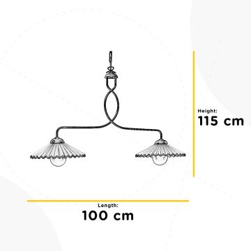 ONLI - Hanglamp aan een ketting ROSINA 2xE27/22W/230V brons