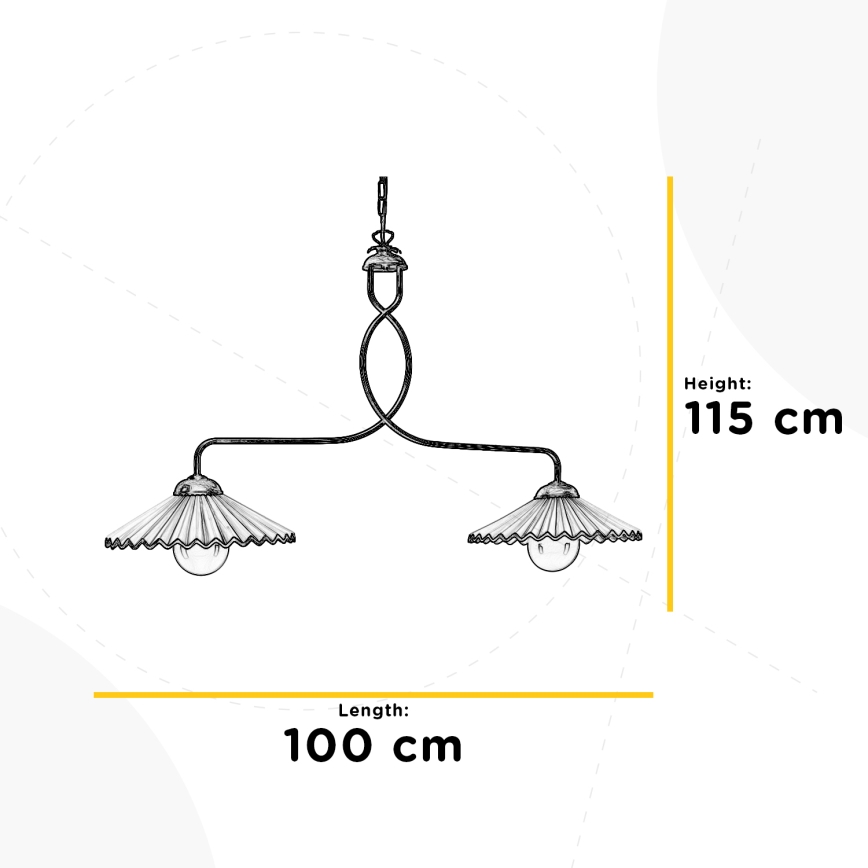 ONLI - Hanglamp aan een ketting ROSINA 2xE27/22W/230V brons