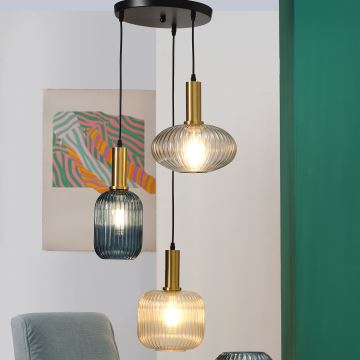 ONLI - Hanglamp aan een koord DOROTY 1xE27/22W/230V blauw/goud