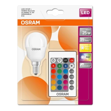 Osram - LED RGBW Dimbare lamp RETROFIT E14 / 4,5W / 230V 2700K + RC