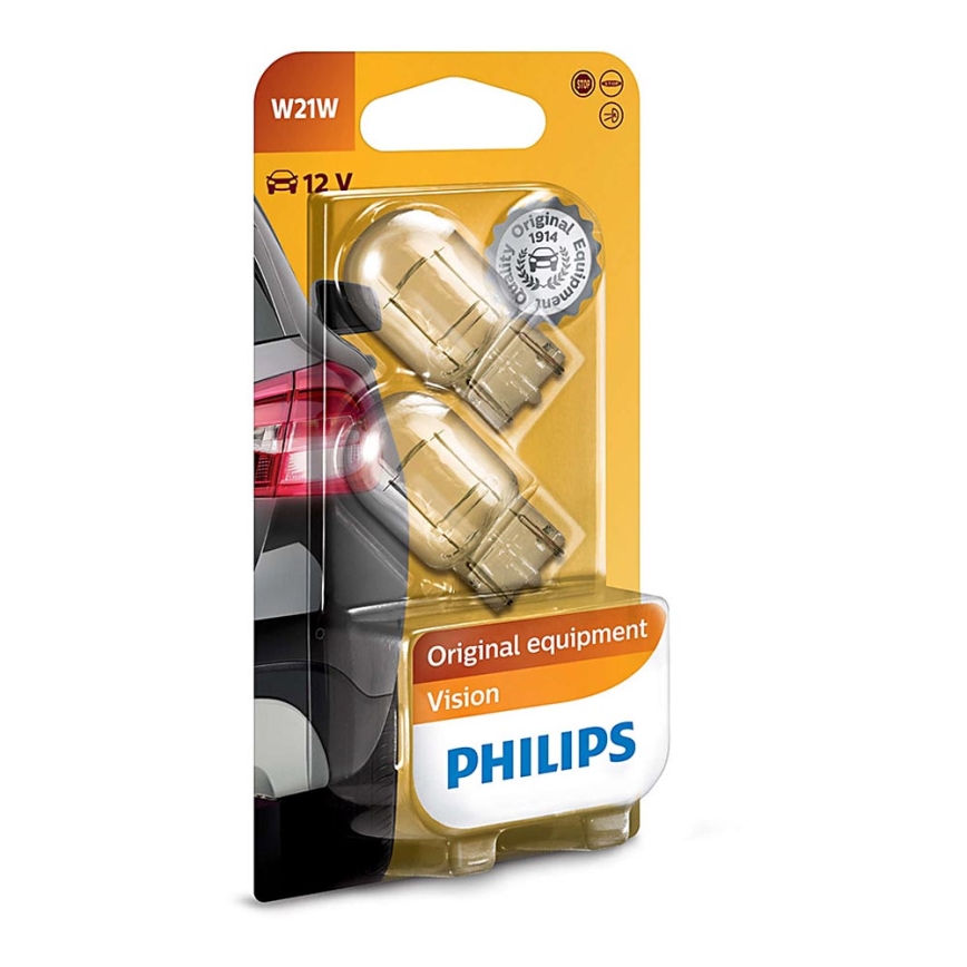 PACK 2x Ampoule pour voiture Philips VISION 12065B2 W21W W3x16d/21W/12V