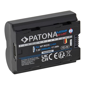 PATONA - Accu Fuji NP-W235 2400mAh Li-Ion Platinum USB-C opladen X-T4