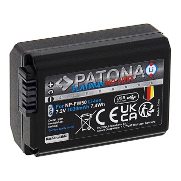 PATONA - Accumulateur Sony NP-FW50 1030mAh Li-Ion Platinum USB-C charge