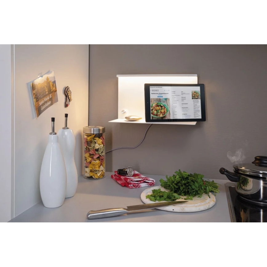 Paulmann 78916 - LED/4,5W Dimbare lamp met een plank en USB JARINA 230V wit