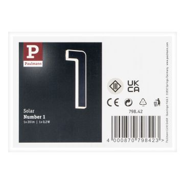 Paulmann 79842 - Numéro de maison solaire LED/0,2W IP44 1,2V