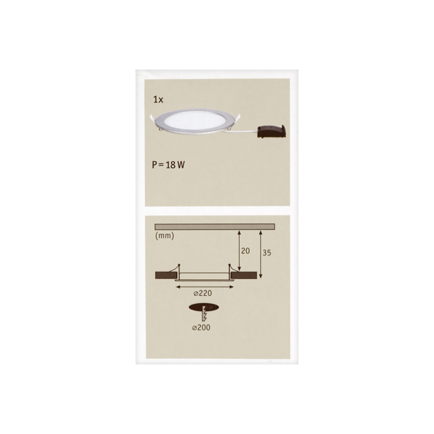 Paulmann 92075 - LED/18W Spot encastrable salle de bain QUALITY LINE 230V IP44