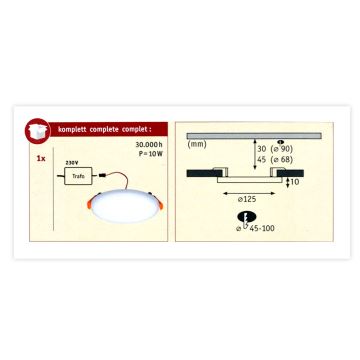 
Paulmann 92388 - LED/8,5W IP44 Badkamer inbouwlamp VARIFIT 230V